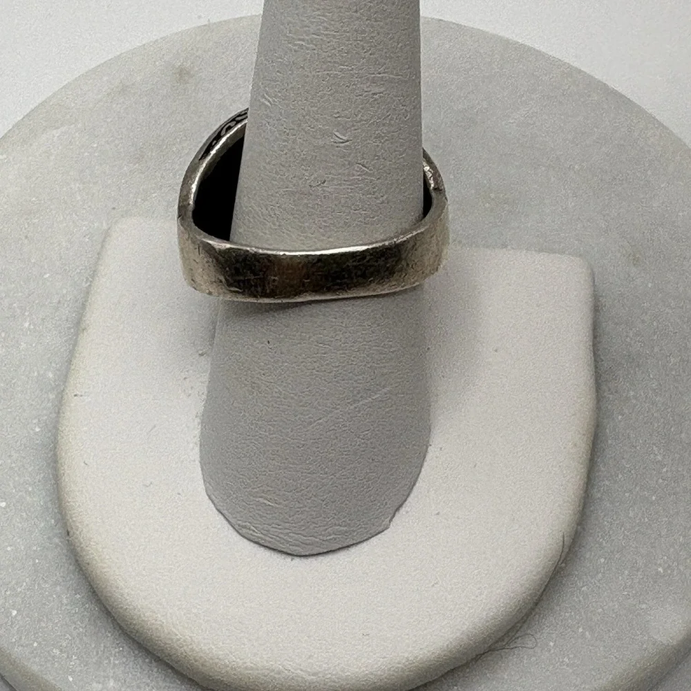 Vintage Estate Sterling Silver Onyx Mens Ring Size 11.5 Scorpion Biker Band READ
